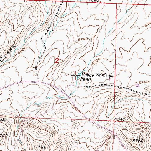 Topographic Map of Boggy Springs Pond, WY