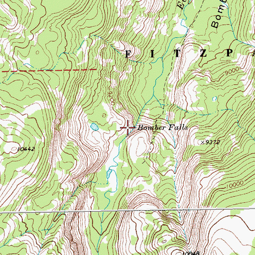 Topographic Map of Bomber Falls, WY