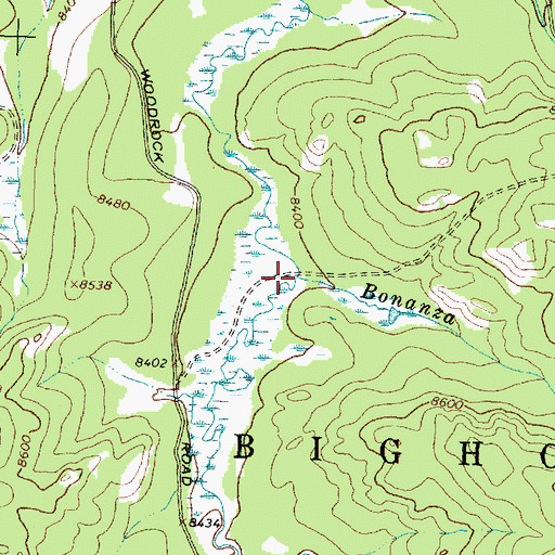 Topographic Map of Bonanza Creek, WY