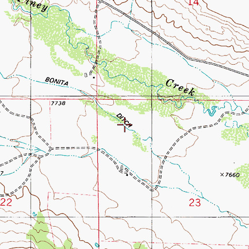 Topographic Map of Bonita Ditch, WY