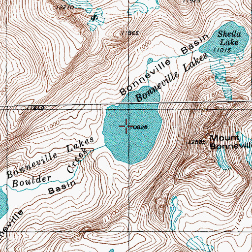 Topographic Map of Bonneville Lakes, WY