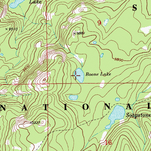 Topographic Map of Boone Lake, WY