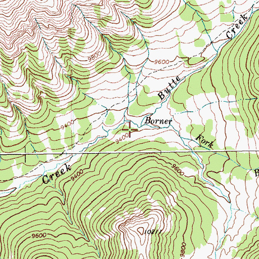 Topographic Map of Borner Fork, WY