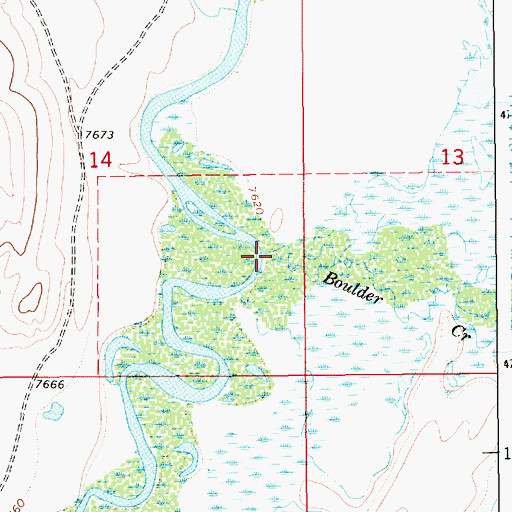 Topographic Map of Boulder Creek, WY