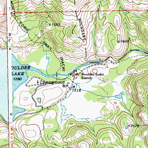 Topographic Map of Boulder Lake Ranch, WY