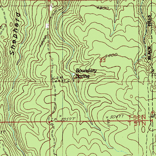 Topographic Map of Boundary Spring, WY
