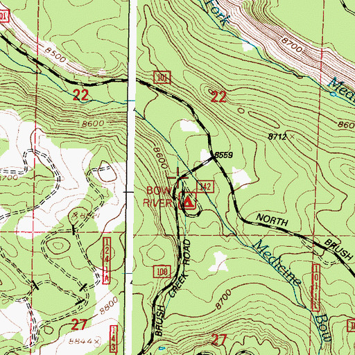 Topographic Map of Bow River Campground, WY