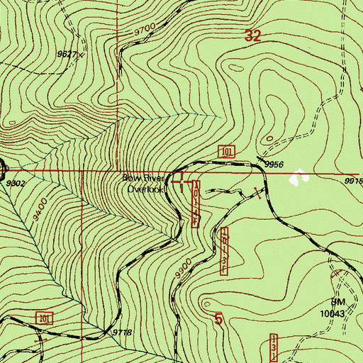 Topographic Map of Bow River Overlook, WY