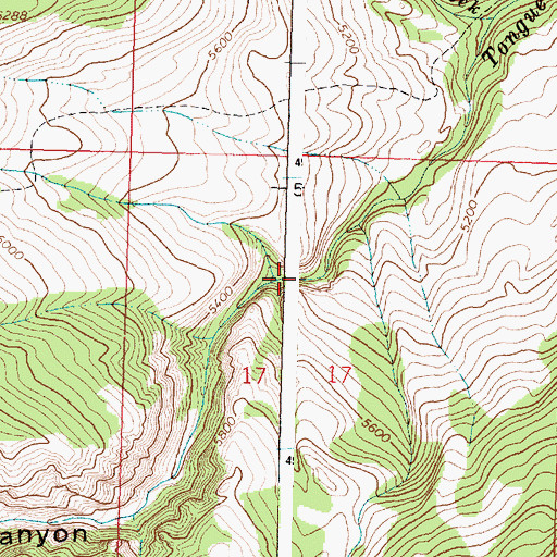 Topographic Map of Box Canyon, WY