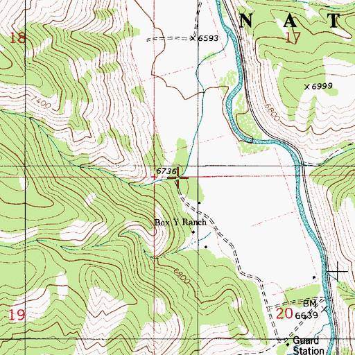 Topographic Map of Box Y Ranch, WY