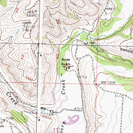 Topographic Map of Boyer Ranch, WY