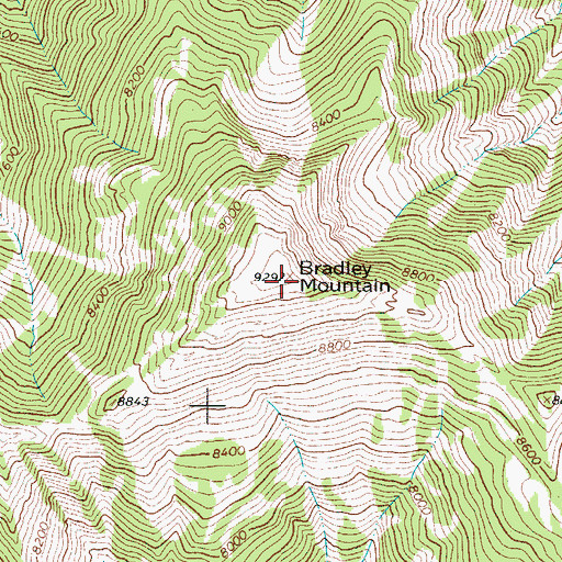 Topographic Map of Bradley Mountain, WY