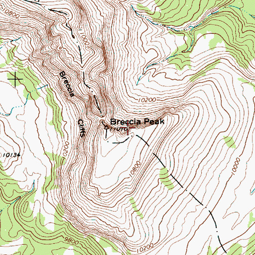 Topographic Map of Breccia Peak, WY