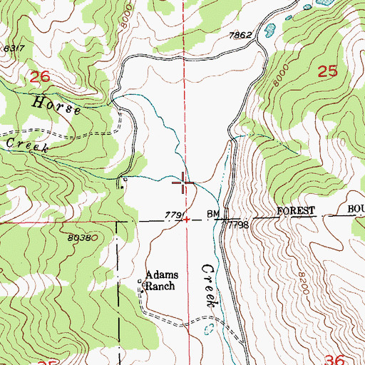 Topographic Map of Brent Creek, WY