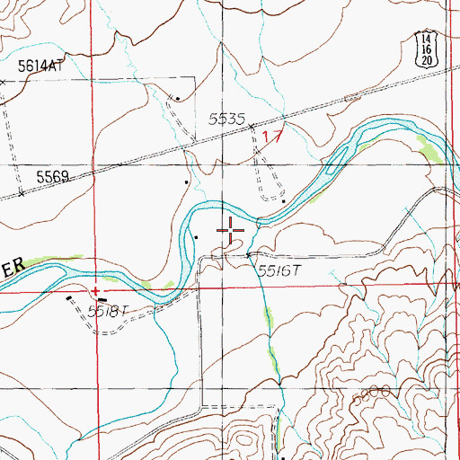 Topographic Map of Breteche Creek, WY