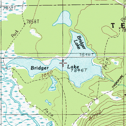 Topographic Map of Bridger Lake, WY
