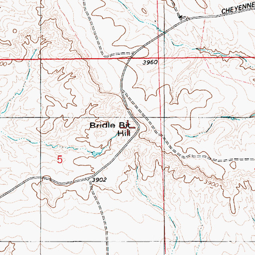 Topographic Map of Bridle Bit Hill, WY