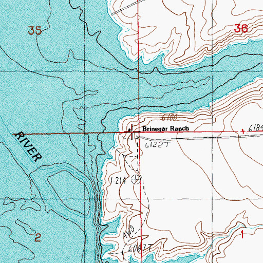 Topographic Map of Brinegar Ranch, WY