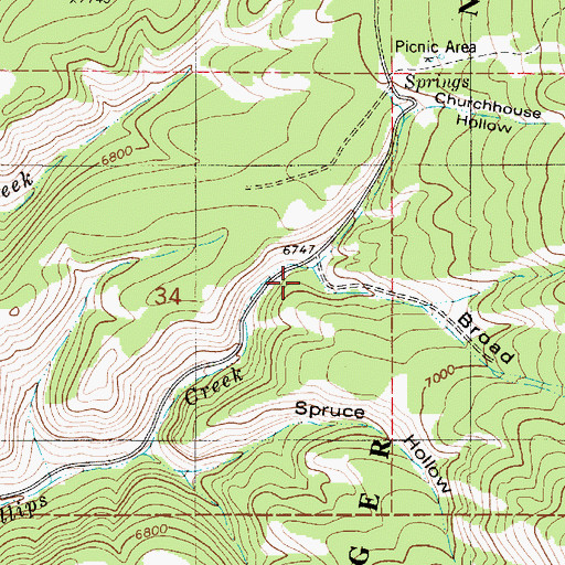 Topographic Map of Broad Hollow, WY