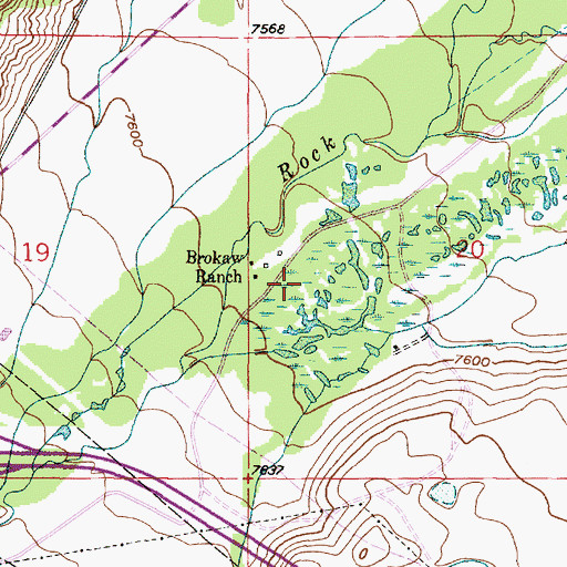 Topographic Map of Brokaw Ranch, WY