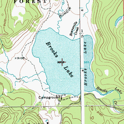 Topographic Map of Brooks Lake, WY