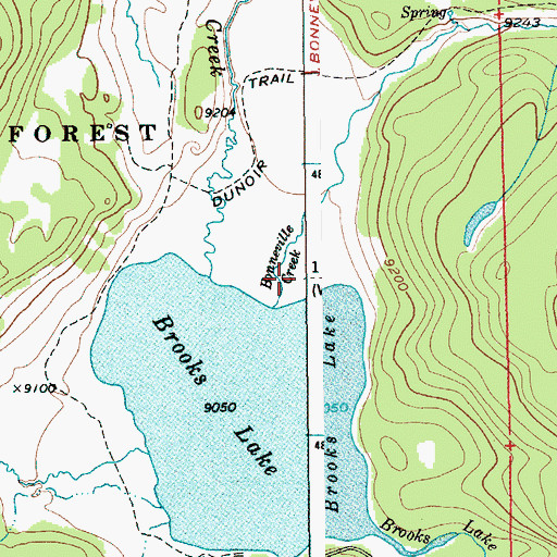 Topographic Map of Brooks Lake Creek, WY