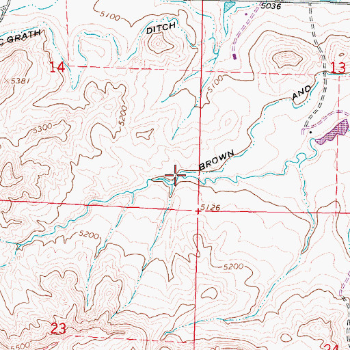 Topographic Map of Brown and Foster Ditch, WY
