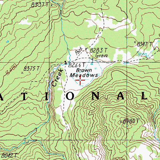Topographic Map of Brown Meadows, WY