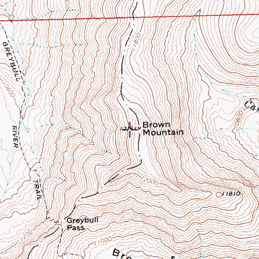 Topographic Map of Brown Mountain, WY
