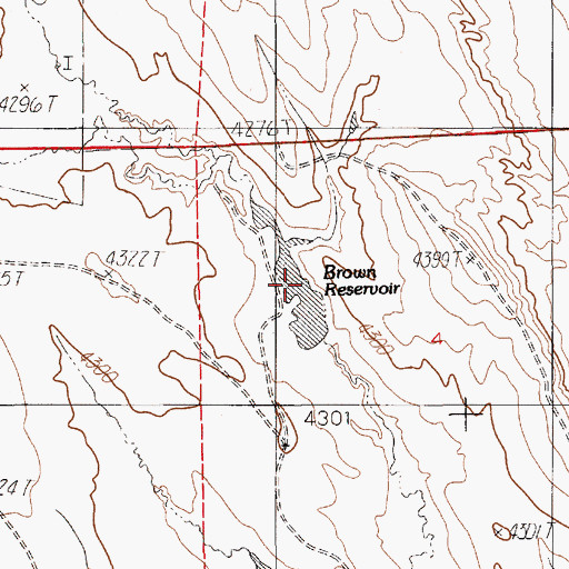 Topographic Map of Brown Reservoir, WY