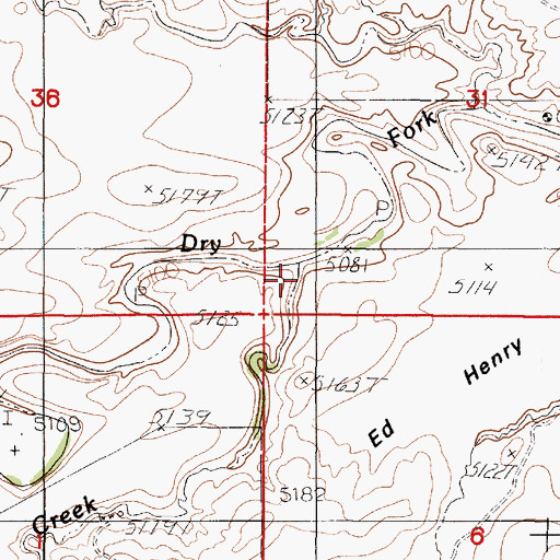Topographic Map of Brown Springs Creek, WY