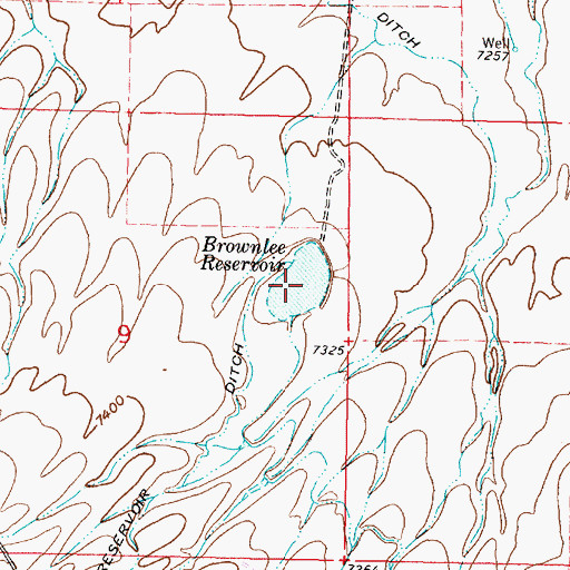 Topographic Map of Brownlee Reservoir, WY