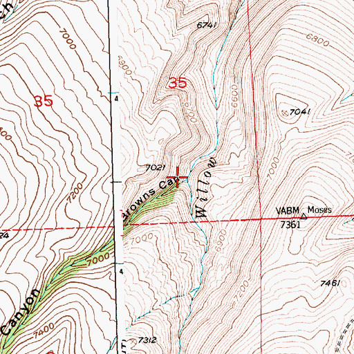 Topographic Map of Browns Canyon, WY