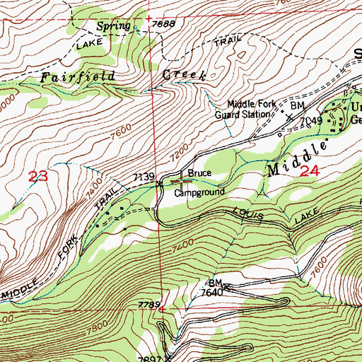 Topographic Map of Bruce Campground, WY