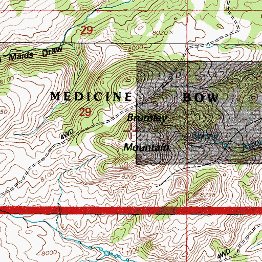 Topographic Map of Brumley Mountain, WY
