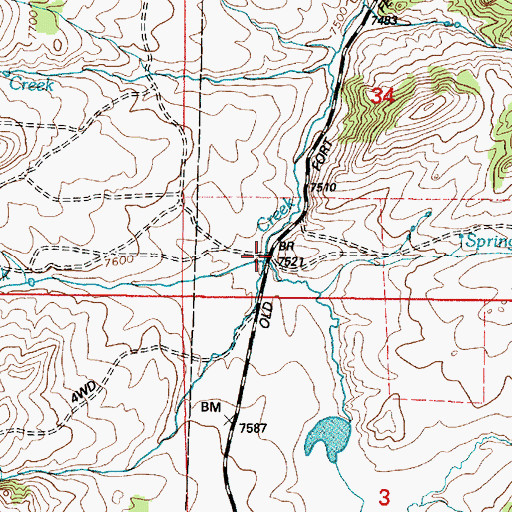Topographic Map of Brush Creek, WY