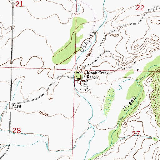 Topographic Map of Brush Creek Ranch, WY