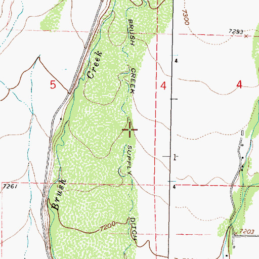 Topographic Map of Brush Creek Supply Ditch, WY