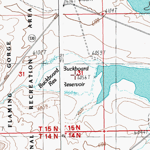 Topographic Map of Buckboard Reservoir, WY