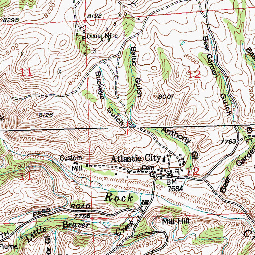 Topographic Map of Buckeye Gulch, WY