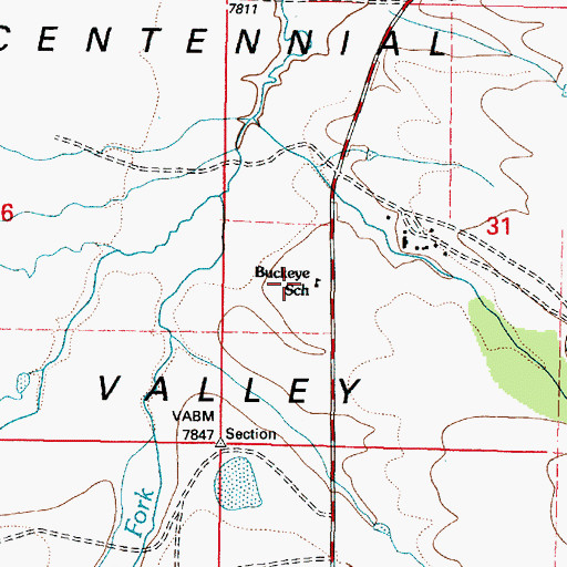 Topographic Map of Buckeye School, WY