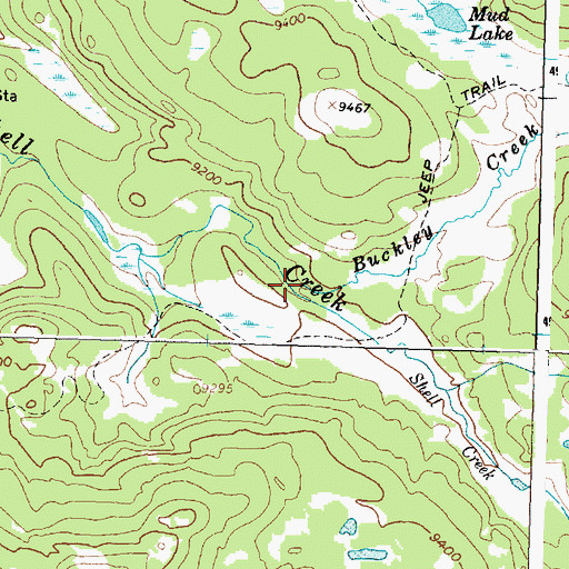 Topographic Map of Buckley Creek, WY