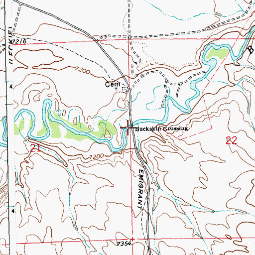 Topographic Map of Buckskin Crossing, WY