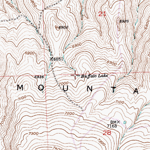 Topographic Map of Buffalo Lake, WY