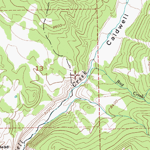 Topographic Map of Bug Creek, WY