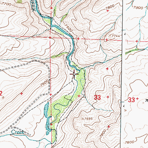 Topographic Map of Bull Creek, WY