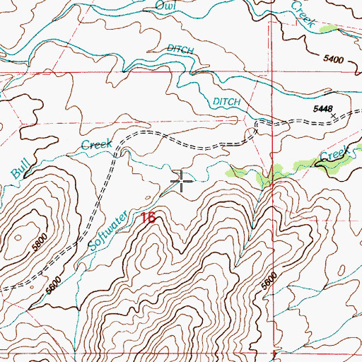Topographic Map of Bull Creek, WY