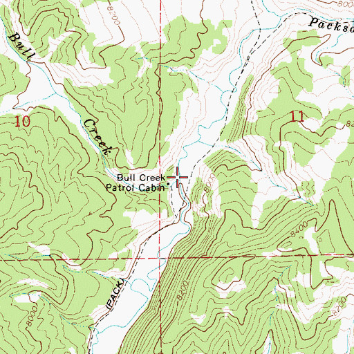 Topographic Map of Bull Creek, WY