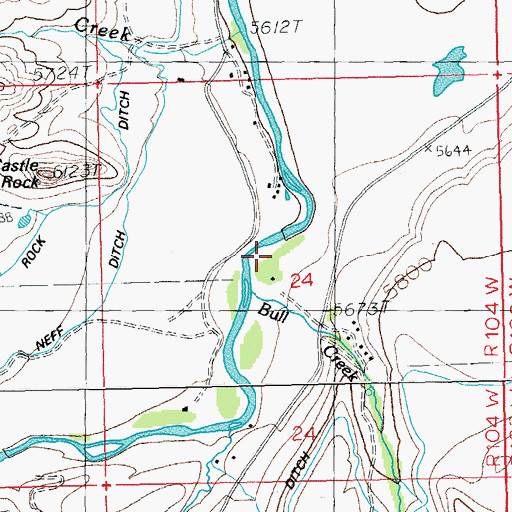 Topographic Map of Bull Creek, WY