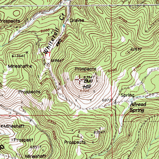 Topographic Map of Bull Hill, WY